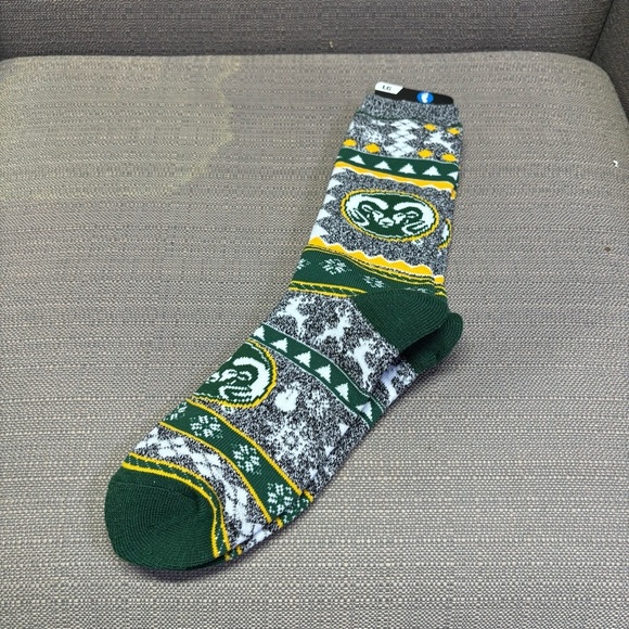 Colorado State Rams Ugly Holiday Sweater Socks Size Large NWT - Picture 2 of 4